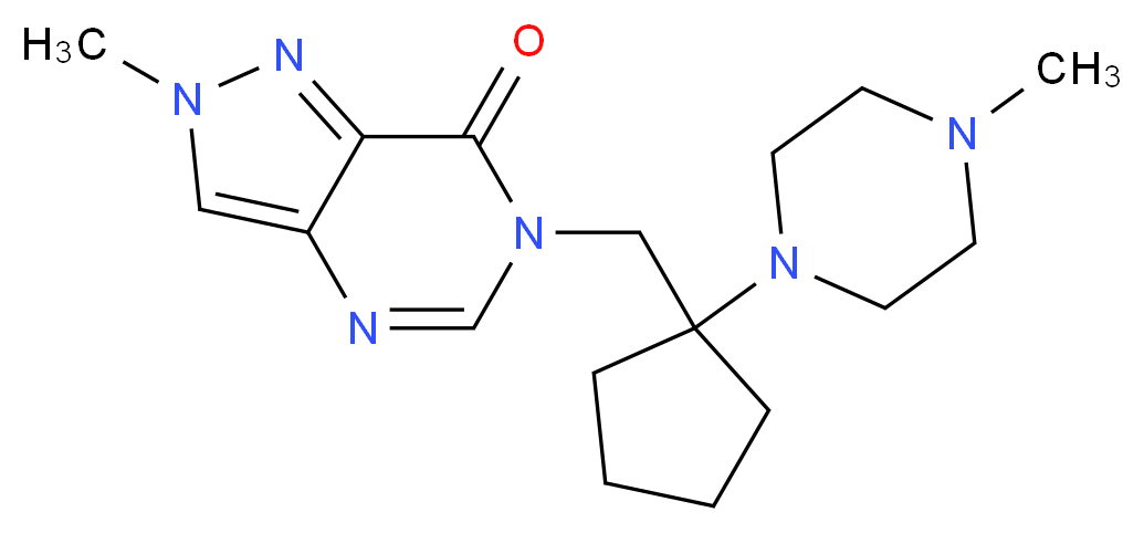 2-methyl-6-{[1-(4-methyl-1-piperazinyl)cyclopentyl]methyl}-2,6-dihydro-7H-pyrazolo[4,3-d]pyrimidin-7-one_Molecular_structure_CAS_)