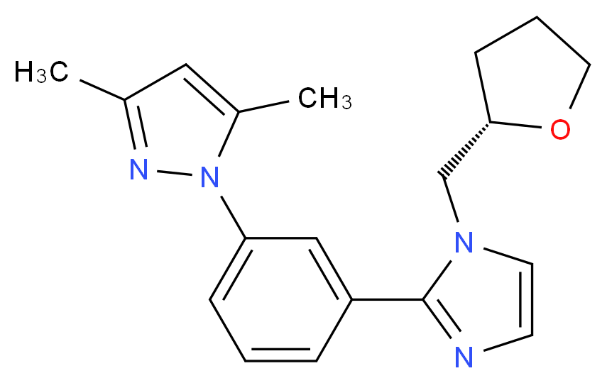 3,5-dimethyl-1-(3-{1-[(2S)-tetrahydrofuran-2-ylmethyl]-1H-imidazol-2-yl}phenyl)-1H-pyrazole_Molecular_structure_CAS_)