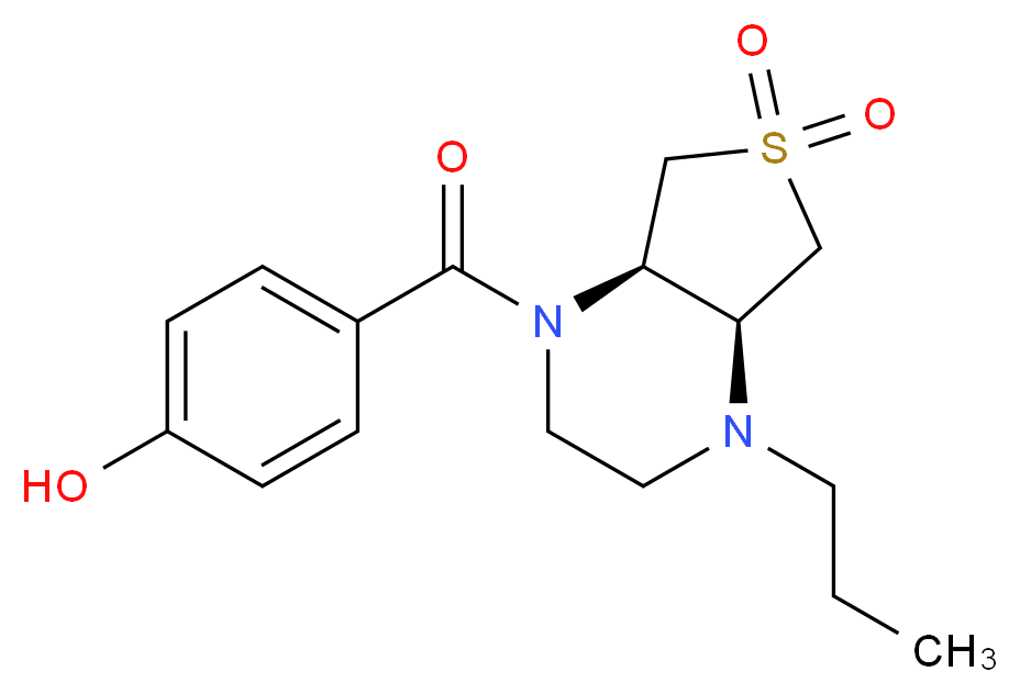 4-{[(4aS*,7aR*)-6,6-dioxido-4-propylhexahydrothieno[3,4-b]pyrazin-1(2H)-yl]carbonyl}phenol_Molecular_structure_CAS_)