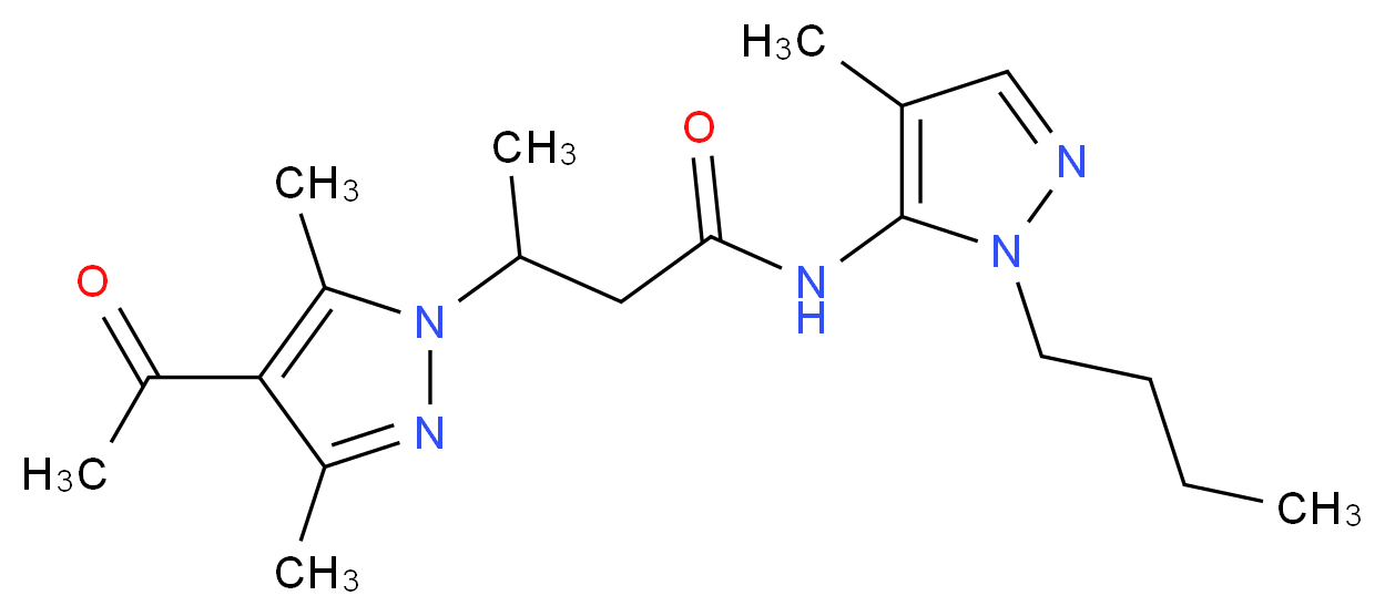 3-(4-acetyl-3,5-dimethyl-1H-pyrazol-1-yl)-N-(1-butyl-4-methyl-1H-pyrazol-5-yl)butanamide_Molecular_structure_CAS_)