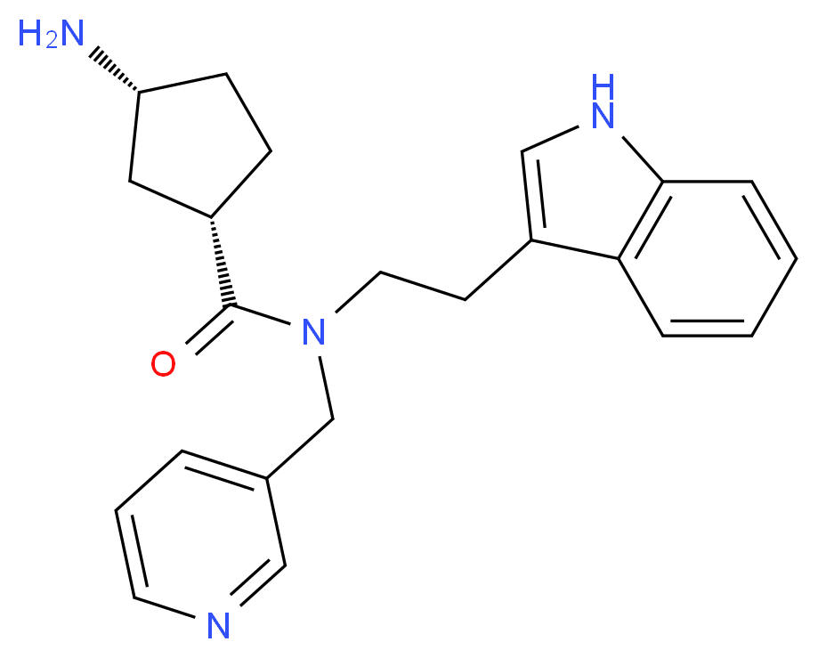 (1S*,3R*)-3-amino-N-[2-(1H-indol-3-yl)ethyl]-N-(3-pyridinylmethyl)cyclopentanecarboxamide_Molecular_structure_CAS_)