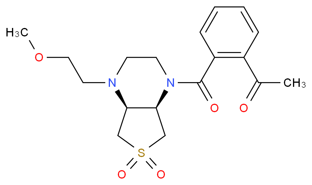 1-(2-{[(4aS*,7aR*)-4-(2-methoxyethyl)-6,6-dioxidohexahydrothieno[3,4-b]pyrazin-1(2H)-yl]carbonyl}phenyl)ethanone_Molecular_structure_CAS_)