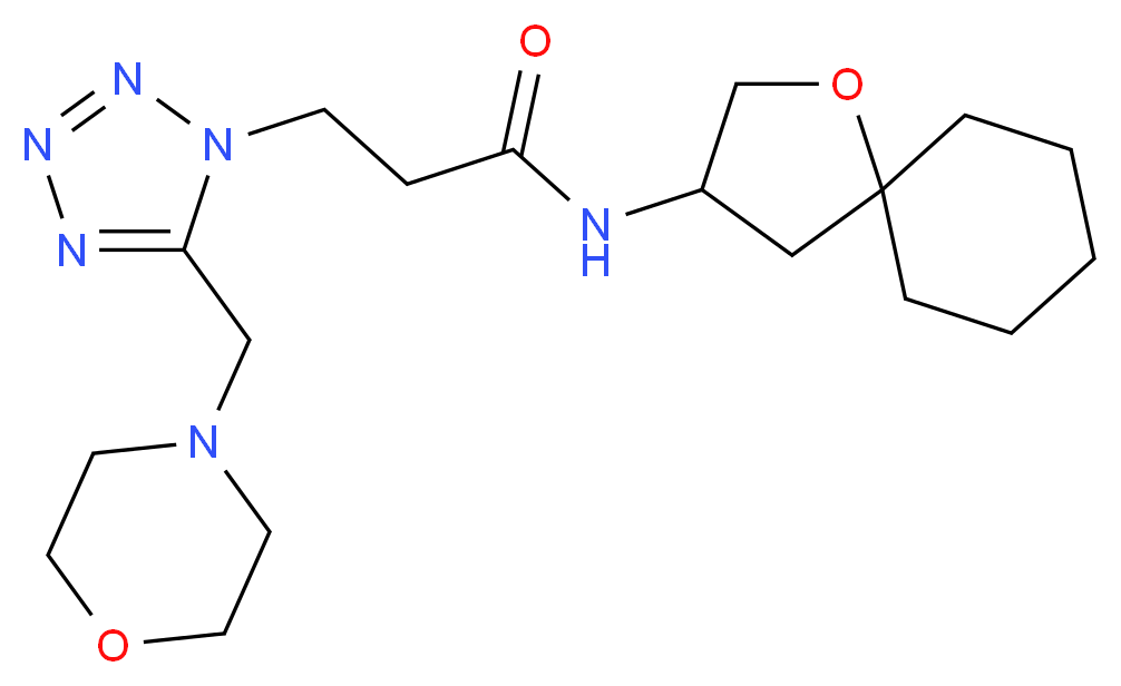 3-[5-(morpholin-4-ylmethyl)-1H-tetrazol-1-yl]-N-1-oxaspiro[4.5]dec-3-ylpropanamide_Molecular_structure_CAS_)