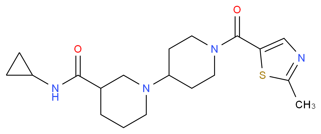 N-cyclopropyl-1'-[(2-methyl-1,3-thiazol-5-yl)carbonyl]-1,4'-bipiperidine-3-carboxamide_Molecular_structure_CAS_)