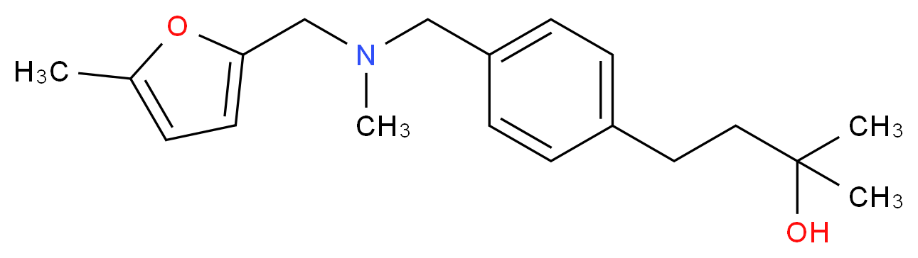 2-methyl-4-[4-({methyl[(5-methyl-2-furyl)methyl]amino}methyl)phenyl]butan-2-ol_Molecular_structure_CAS_)