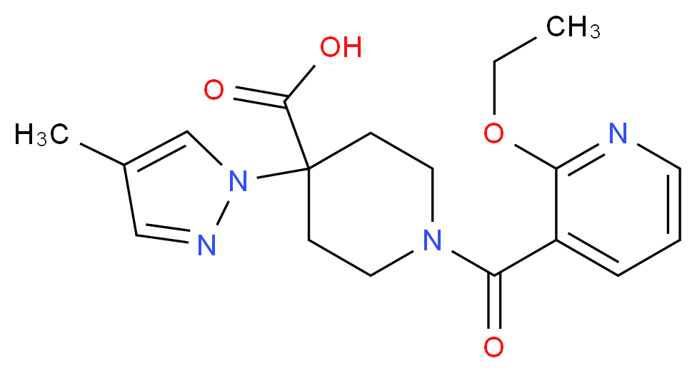 1-[(2-ethoxypyridin-3-yl)carbonyl]-4-(4-methyl-1H-pyrazol-1-yl)piperidine-4-carboxylic acid_Molecular_structure_CAS_)