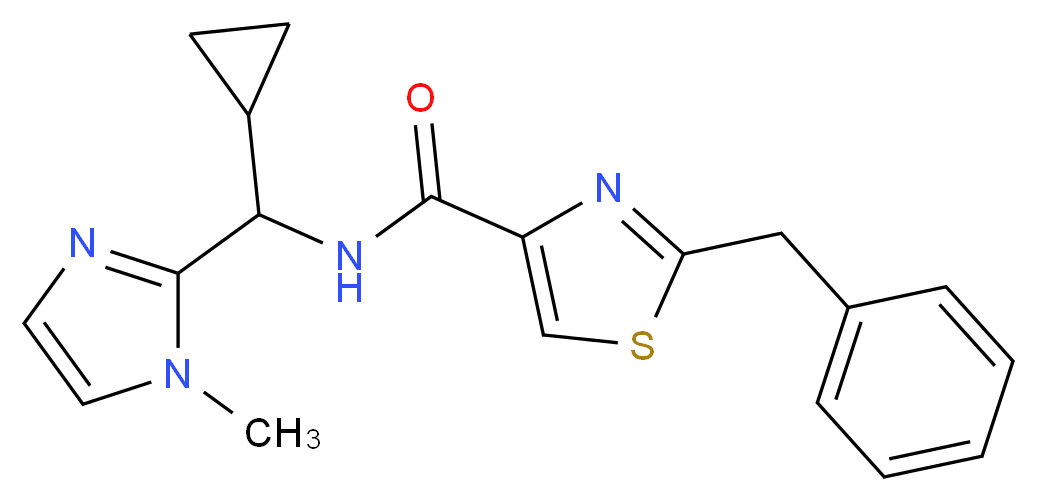2-benzyl-N-[cyclopropyl(1-methyl-1H-imidazol-2-yl)methyl]-1,3-thiazole-4-carboxamide_Molecular_structure_CAS_)