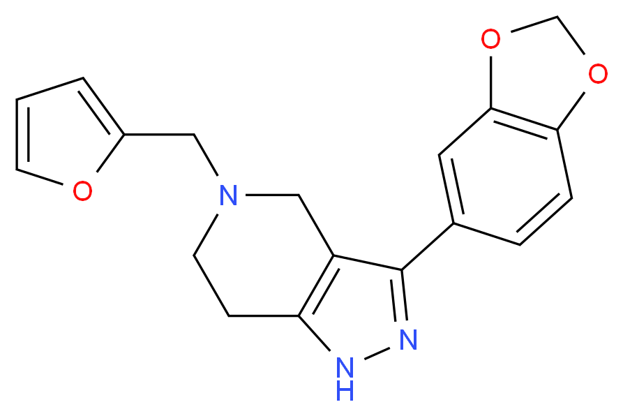 3-(1,3-benzodioxol-5-yl)-5-(2-furylmethyl)-4,5,6,7-tetrahydro-1H-pyrazolo[4,3-c]pyridine_Molecular_structure_CAS_)