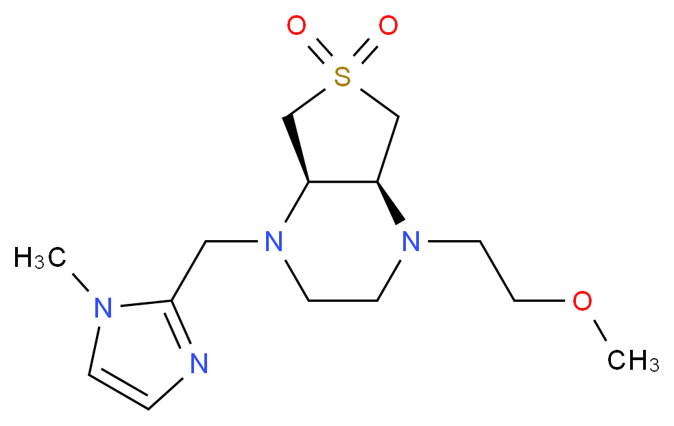 (4aR*,7aS*)-1-(2-methoxyethyl)-4-[(1-methyl-1H-imidazol-2-yl)methyl]octahydrothieno[3,4-b]pyrazine 6,6-dioxide_Molecular_structure_CAS_)