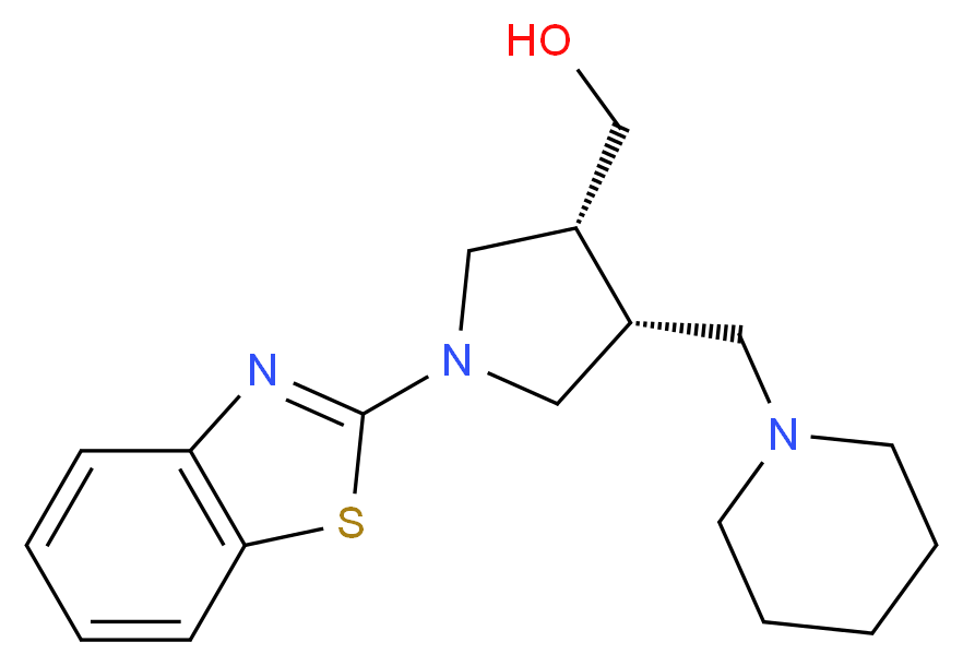 [(3R*,4R*)-1-(1,3-benzothiazol-2-yl)-4-(piperidin-1-ylmethyl)pyrrolidin-3-yl]methanol_Molecular_structure_CAS_)