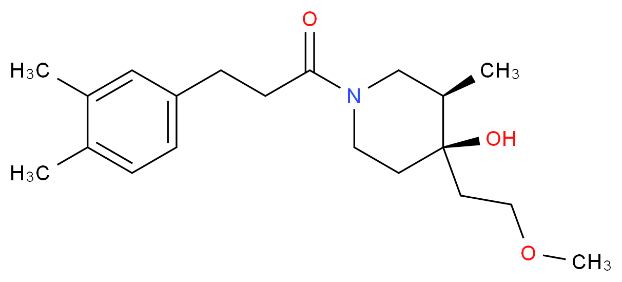 (3R*,4R*)-1-[3-(3,4-dimethylphenyl)propanoyl]-4-(2-methoxyethyl)-3-methylpiperidin-4-ol_Molecular_structure_CAS_)