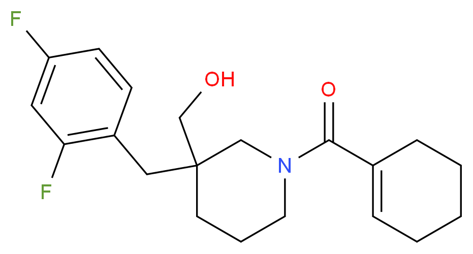 [1-(1-cyclohexen-1-ylcarbonyl)-3-(2,4-difluorobenzyl)-3-piperidinyl]methanol_Molecular_structure_CAS_)