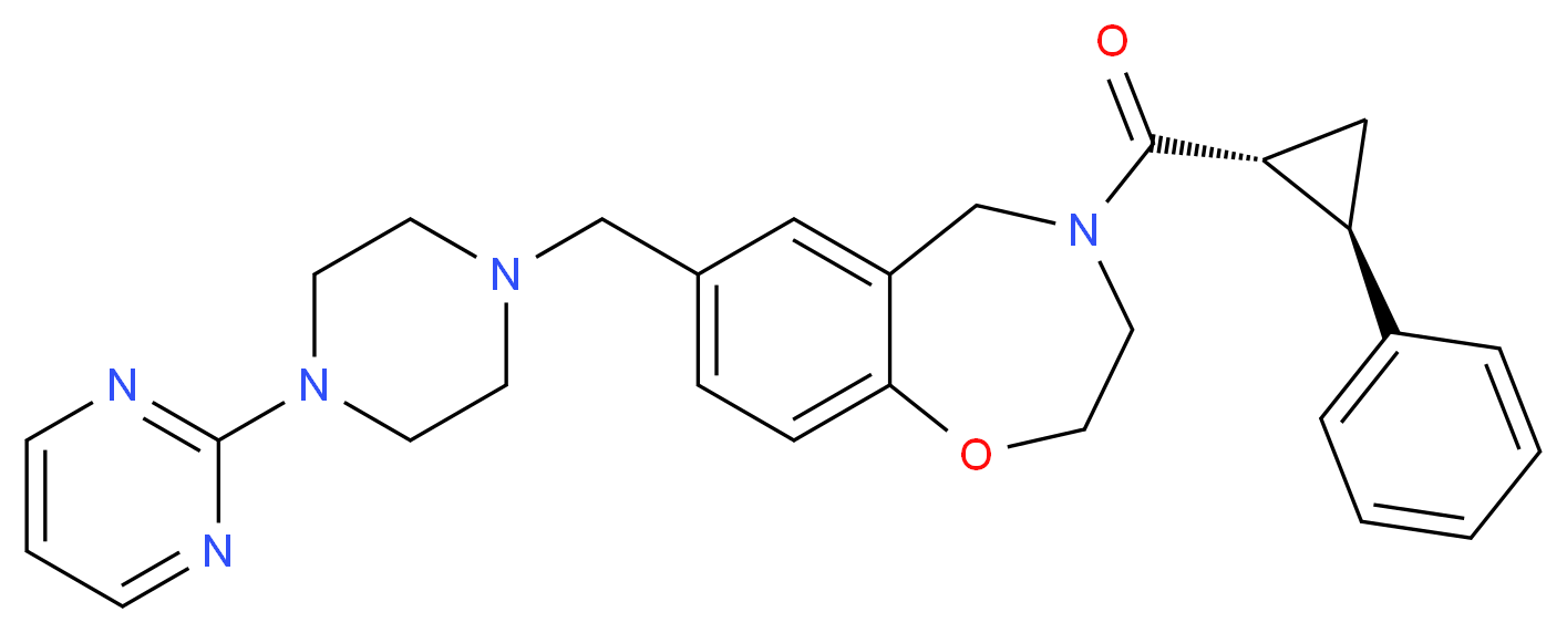 4-{[(1R*,2R*)-2-phenylcyclopropyl]carbonyl}-7-{[4-(2-pyrimidinyl)-1-piperazinyl]methyl}-2,3,4,5-tetrahydro-1,4-benzoxazepine_Molecular_structure_CAS_)