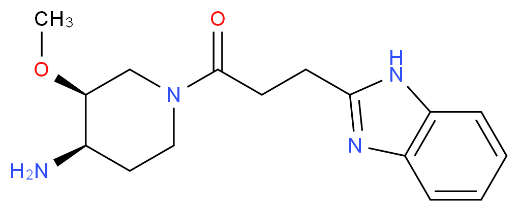 (3S*,4R*)-1-[3-(1H-benzimidazol-2-yl)propanoyl]-3-methoxypiperidin-4-amine_Molecular_structure_CAS_)
