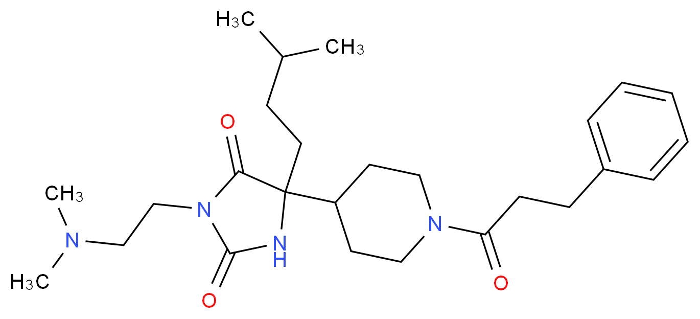 3-[2-(dimethylamino)ethyl]-5-(3-methylbutyl)-5-[1-(3-phenylpropanoyl)-4-piperidinyl]-2,4-imidazolidinedione_Molecular_structure_CAS_)