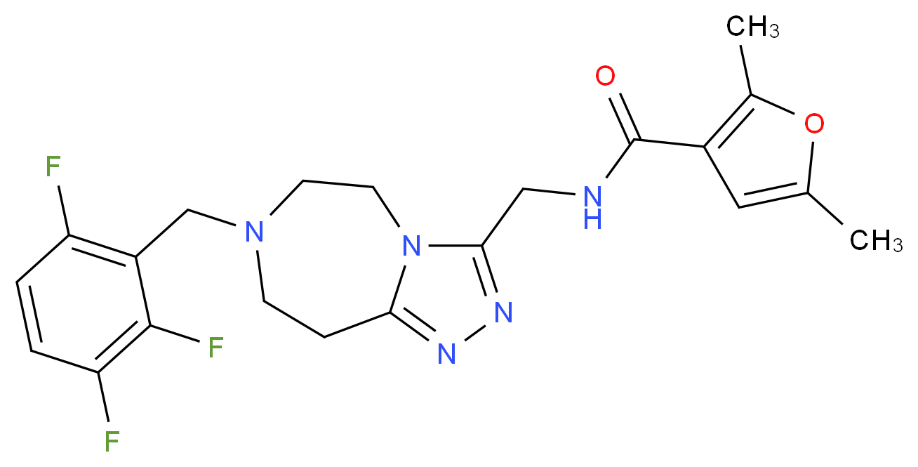 2,5-dimethyl-N-{[7-(2,3,6-trifluorobenzyl)-6,7,8,9-tetrahydro-5H-[1,2,4]triazolo[4,3-d][1,4]diazepin-3-yl]methyl}-3-furamide_Molecular_structure_CAS_)