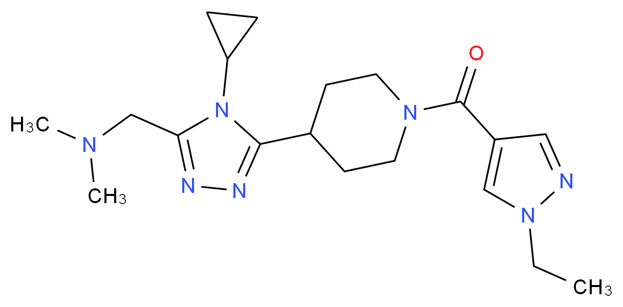 1-(4-cyclopropyl-5-{1-[(1-ethyl-1H-pyrazol-4-yl)carbonyl]piperidin-4-yl}-4H-1,2,4-triazol-3-yl)-N,N-dimethylmethanamine_Molecular_structure_CAS_)