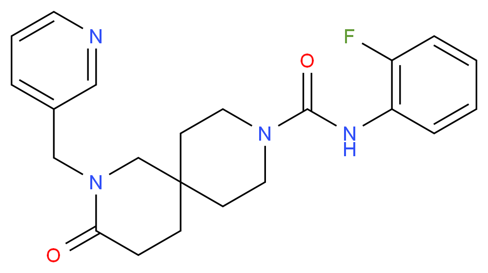 N-(2-fluorophenyl)-3-oxo-2-(pyridin-3-ylmethyl)-2,9-diazaspiro[5.5]undecane-9-carboxamide_Molecular_structure_CAS_)