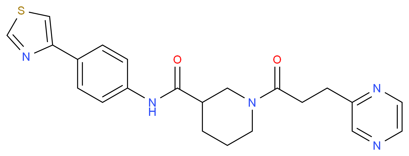 1-[3-(2-pyrazinyl)propanoyl]-N-[4-(1,3-thiazol-4-yl)phenyl]-3-piperidinecarboxamide_Molecular_structure_CAS_)