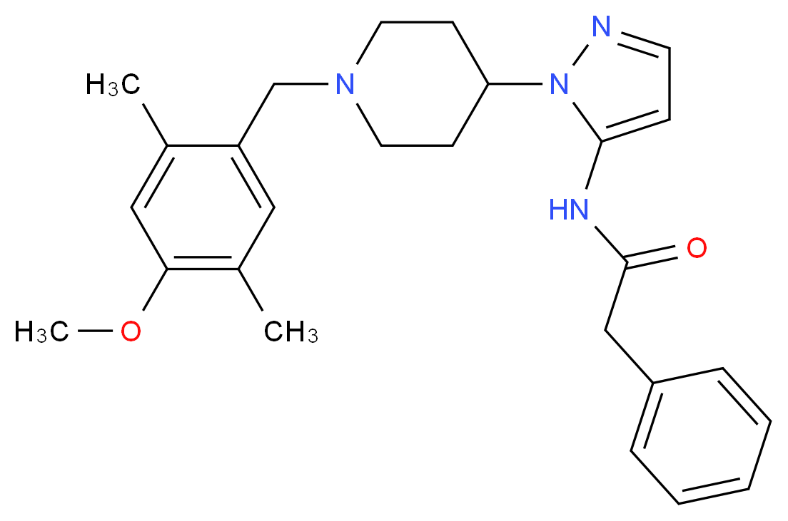 N-{1-[1-(4-methoxy-2,5-dimethylbenzyl)-4-piperidinyl]-1H-pyrazol-5-yl}-2-phenylacetamide_Molecular_structure_CAS_)