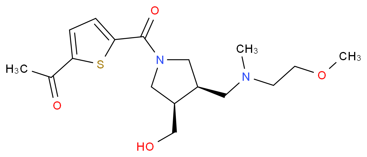 1-{5-[((3R*,4R*)-3-(hydroxymethyl)-4-{[(2-methoxyethyl)(methyl)amino]methyl}pyrrolidin-1-yl)carbonyl]-2-thienyl}ethanone_Molecular_structure_CAS_)