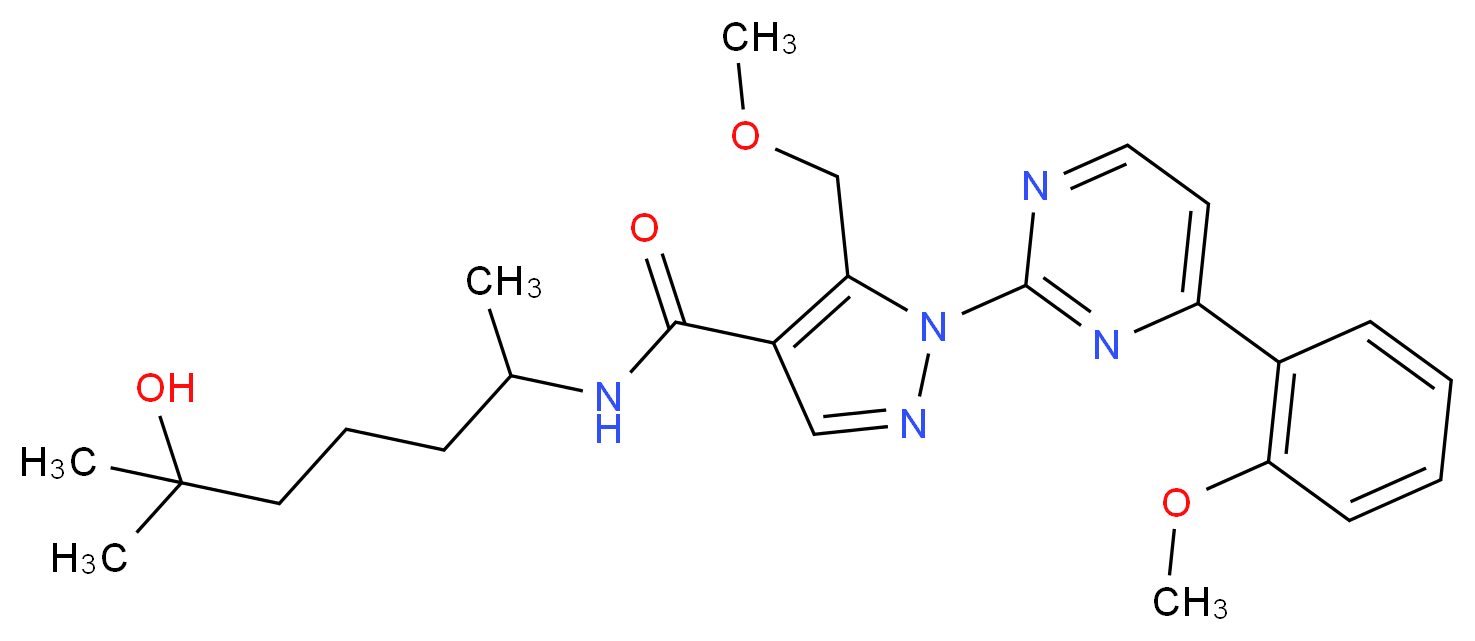 N-(5-hydroxy-1,5-dimethylhexyl)-5-(methoxymethyl)-1-[4-(2-methoxyphenyl)-2-pyrimidinyl]-1H-pyrazole-4-carboxamide_Molecular_structure_CAS_)