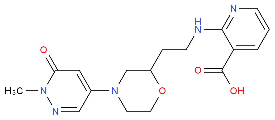 2-({2-[4-(1-methyl-6-oxo-1,6-dihydro-4-pyridazinyl)-2-morpholinyl]ethyl}amino)nicotinic acid_Molecular_structure_CAS_)