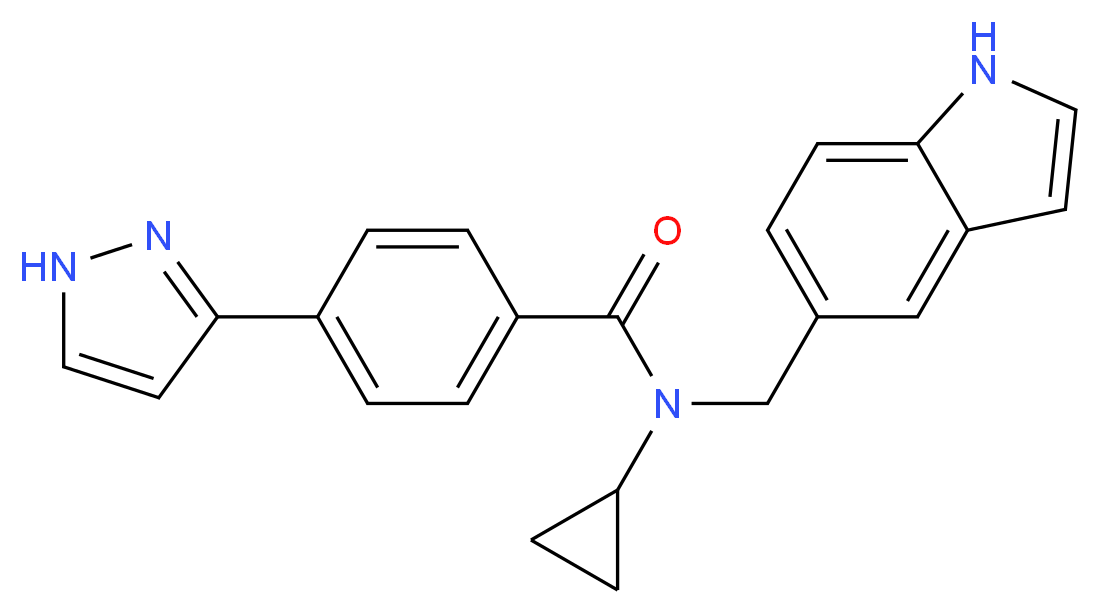 N-cyclopropyl-N-(1H-indol-5-ylmethyl)-4-(1H-pyrazol-3-yl)benzamide_Molecular_structure_CAS_)