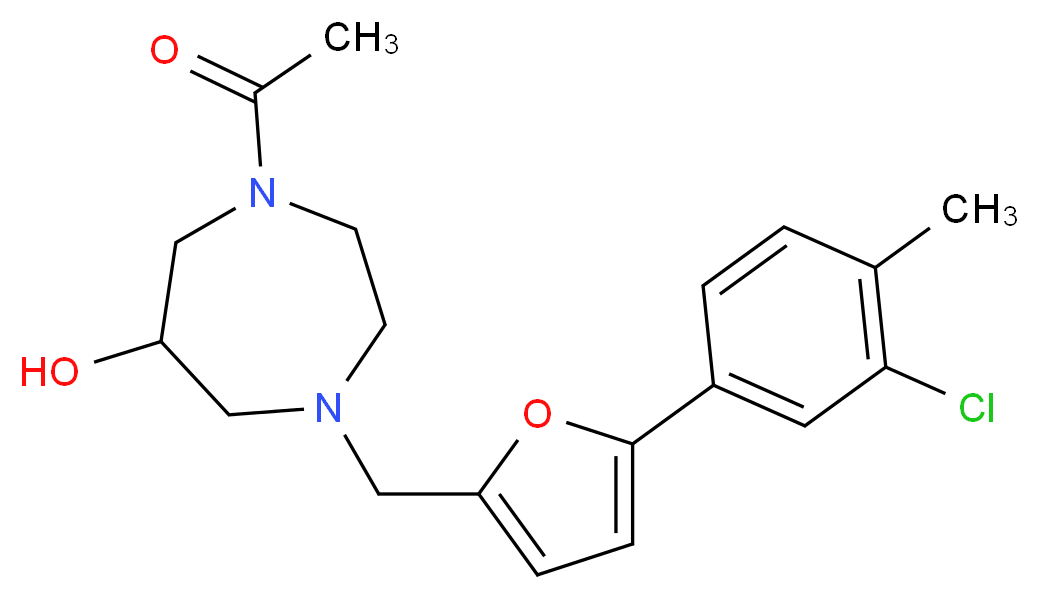 1-acetyl-4-{[5-(3-chloro-4-methylphenyl)-2-furyl]methyl}-1,4-diazepan-6-ol_Molecular_structure_CAS_)