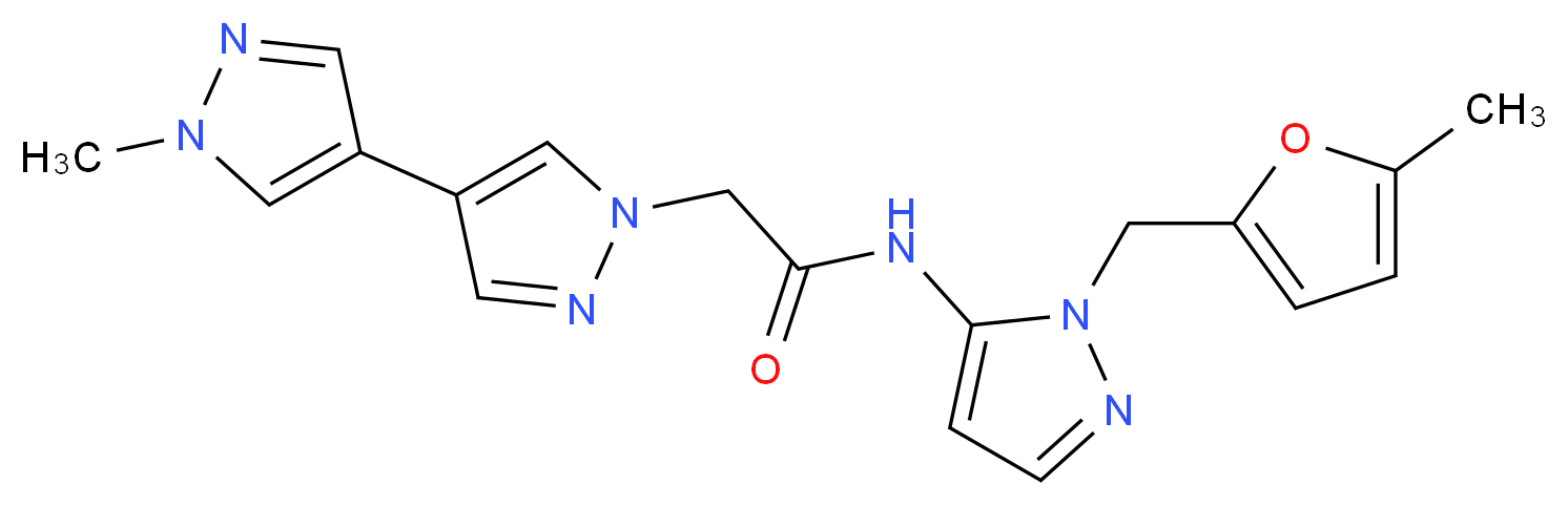 2-(1'-methyl-1H,1'H-4,4'-bipyrazol-1-yl)-N-{1-[(5-methyl-2-furyl)methyl]-1H-pyrazol-5-yl}acetamide_Molecular_structure_CAS_)