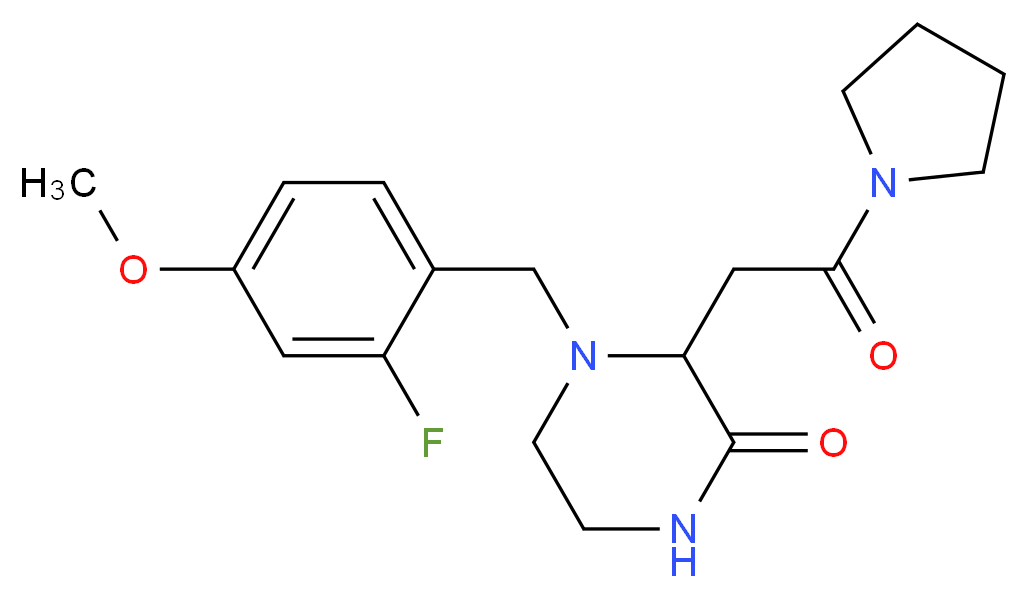 4-(2-fluoro-4-methoxybenzyl)-3-[2-oxo-2-(1-pyrrolidinyl)ethyl]-2-piperazinone_Molecular_structure_CAS_)