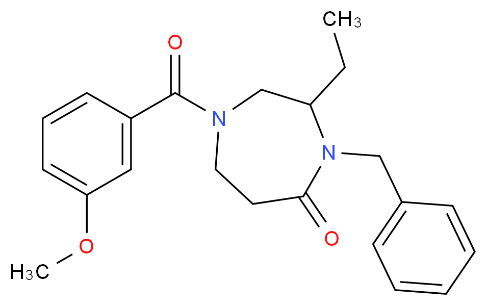 4-benzyl-3-ethyl-1-(3-methoxybenzoyl)-1,4-diazepan-5-one_Molecular_structure_CAS_)