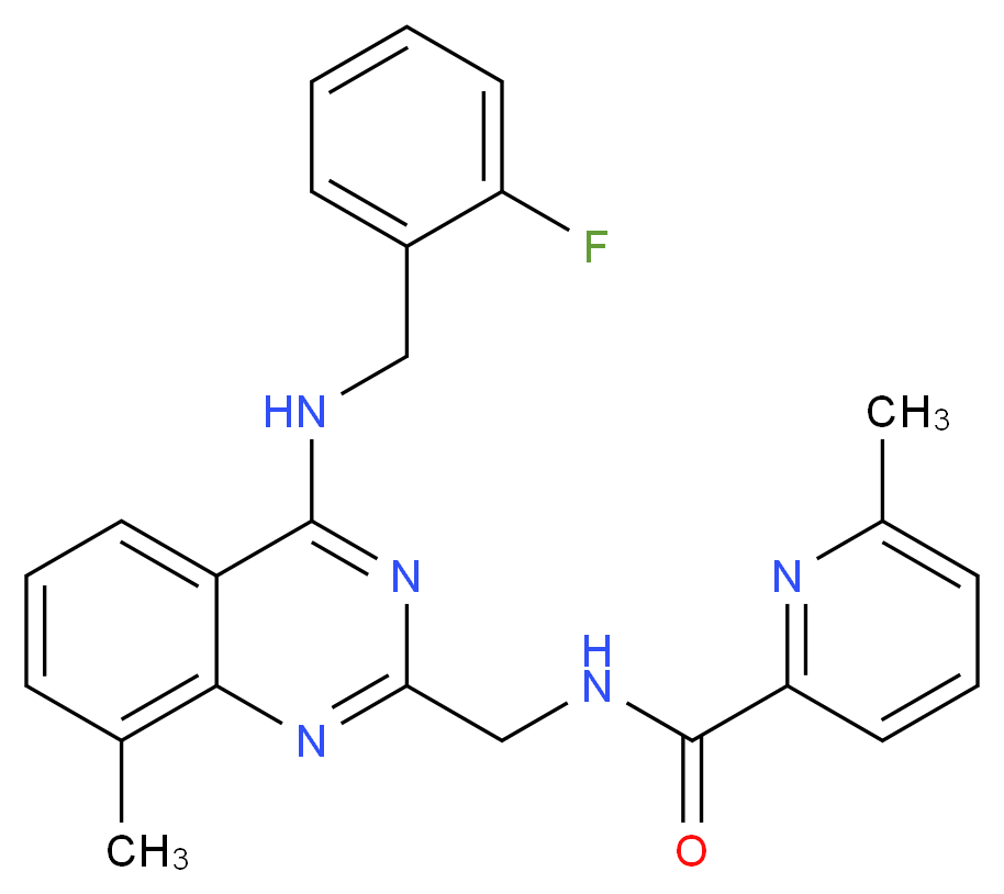 N-({4-[(2-fluorobenzyl)amino]-8-methyl-2-quinazolinyl}methyl)-6-methyl-2-pyridinecarboxamide_Molecular_structure_CAS_)