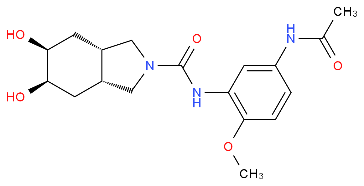 (3aR*,5R*,6S*,7aS*)-N-[5-(acetylamino)-2-methoxyphenyl]-5,6-dihydroxyoctahydro-2H-isoindole-2-carboxamide_Molecular_structure_CAS_)
