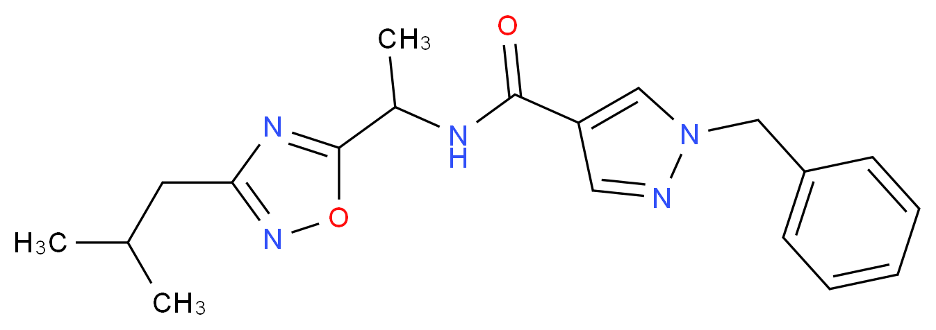 1-benzyl-N-[1-(3-isobutyl-1,2,4-oxadiazol-5-yl)ethyl]-1H-pyrazole-4-carboxamide_Molecular_structure_CAS_)