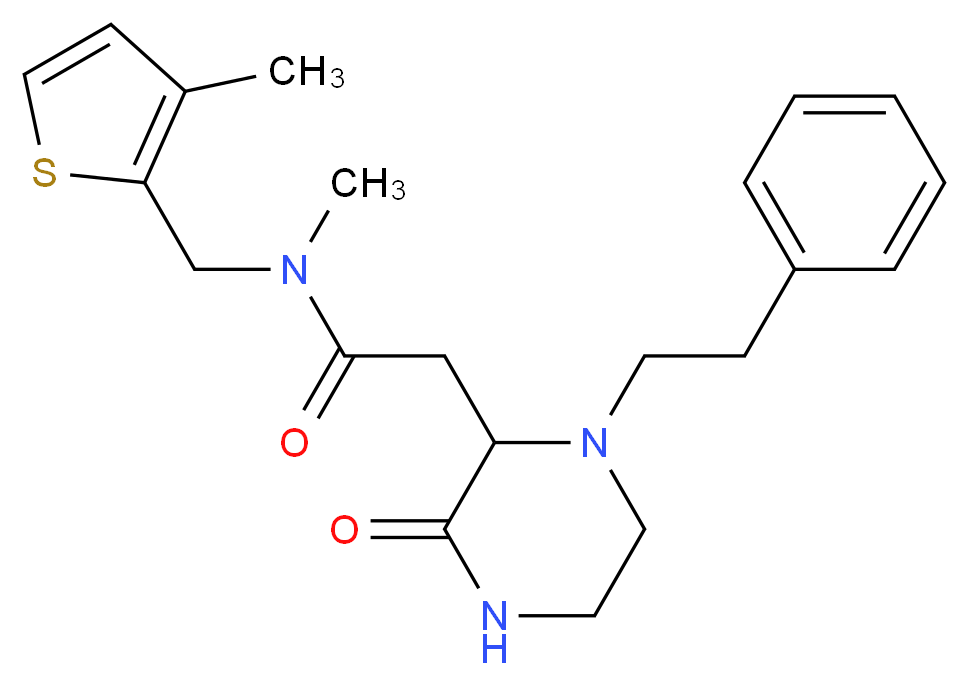N-methyl-N-[(3-methyl-2-thienyl)methyl]-2-[3-oxo-1-(2-phenylethyl)-2-piperazinyl]acetamide_Molecular_structure_CAS_)