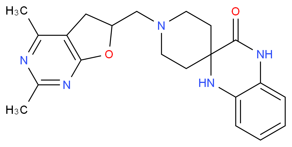1-[(2,4-dimethyl-5,6-dihydrofuro[2,3-d]pyrimidin-6-yl)methyl]-1',4'-dihydro-3'H-spiro[piperidine-4,2'-quinoxalin]-3'-one_Molecular_structure_CAS_)