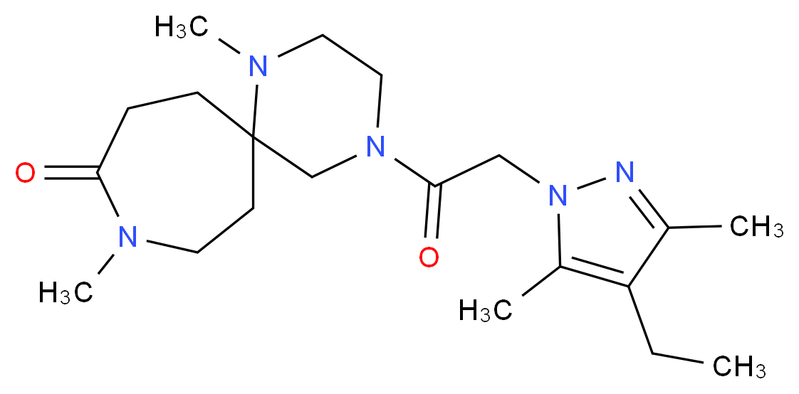 4-[(4-ethyl-3,5-dimethyl-1H-pyrazol-1-yl)acetyl]-1,9-dimethyl-1,4,9-triazaspiro[5.6]dodecan-10-one_Molecular_structure_CAS_)