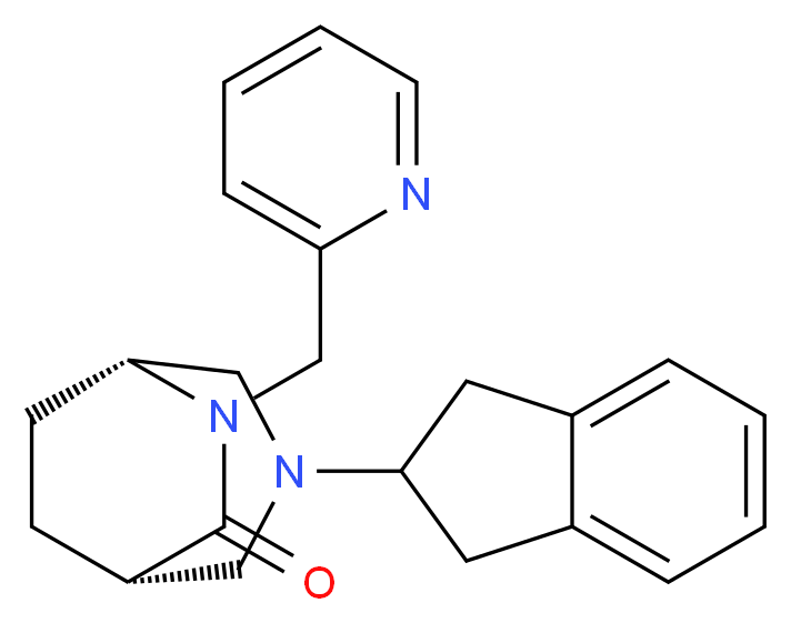 (1S*,5R*)-3-(2,3-dihydro-1H-inden-2-yl)-6-(2-pyridinylmethyl)-3,6-diazabicyclo[3.2.2]nonan-7-one_Molecular_structure_CAS_)