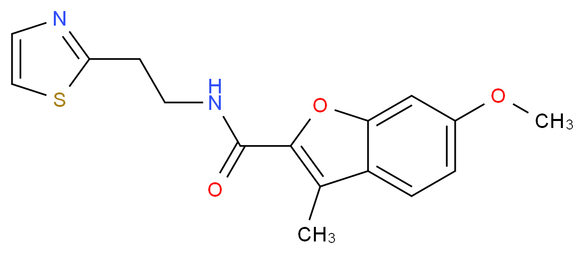 6-methoxy-3-methyl-N-[2-(1,3-thiazol-2-yl)ethyl]-1-benzofuran-2-carboxamide_Molecular_structure_CAS_)