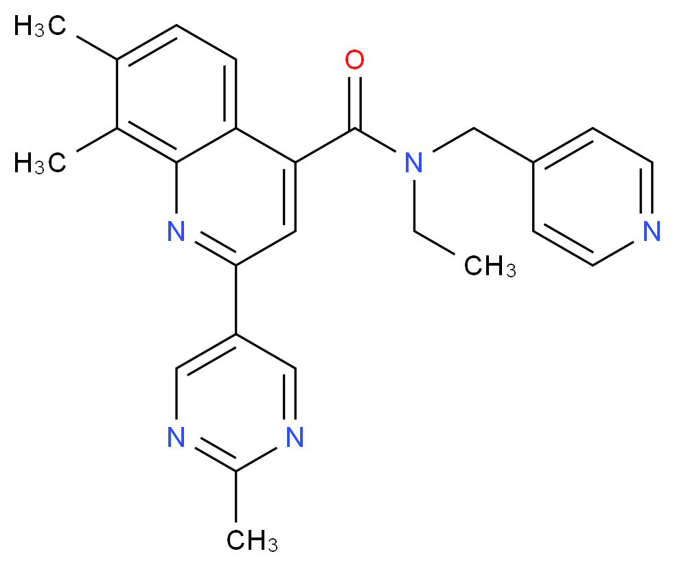 N-ethyl-7,8-dimethyl-2-(2-methylpyrimidin-5-yl)-N-(pyridin-4-ylmethyl)quinoline-4-carboxamide_Molecular_structure_CAS_)