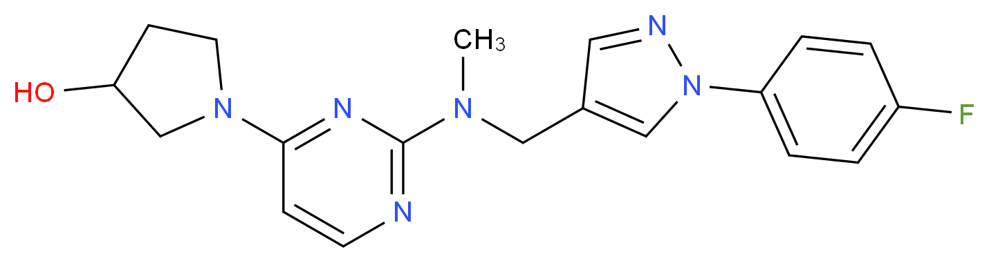 1-{2-[{[1-(4-fluorophenyl)-1H-pyrazol-4-yl]methyl}(methyl)amino]-4-pyrimidinyl}-3-pyrrolidinol_Molecular_structure_CAS_)