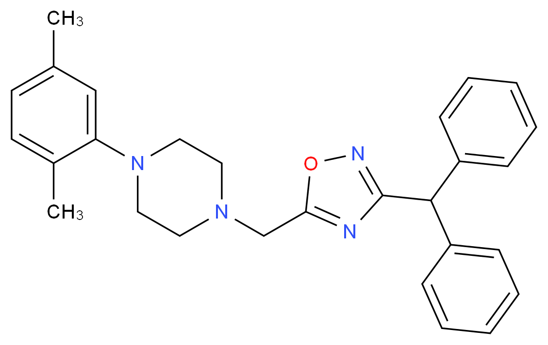 1-(2,5-dimethylphenyl)-4-{[3-(diphenylmethyl)-1,2,4-oxadiazol-5-yl]methyl}piperazine_Molecular_structure_CAS_)