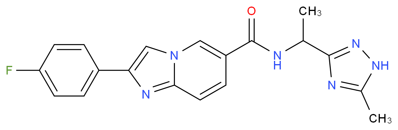2-(4-fluorophenyl)-N-[1-(5-methyl-1H-1,2,4-triazol-3-yl)ethyl]imidazo[1,2-a]pyridine-6-carboxamide_Molecular_structure_CAS_)
