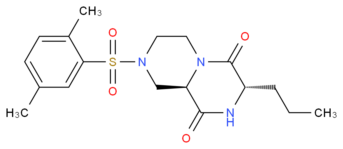 (3S,9aR)-8-[(2,5-dimethylphenyl)sulfonyl]-3-propyltetrahydro-2H-pyrazino[1,2-a]pyrazine-1,4(3H,6H)-dione_Molecular_structure_CAS_)