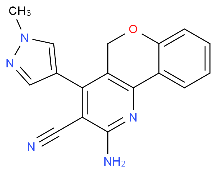 2-amino-4-(1-methyl-1H-pyrazol-4-yl)-5H-chromeno[4,3-b]pyridine-3-carbonitrile_Molecular_structure_CAS_)