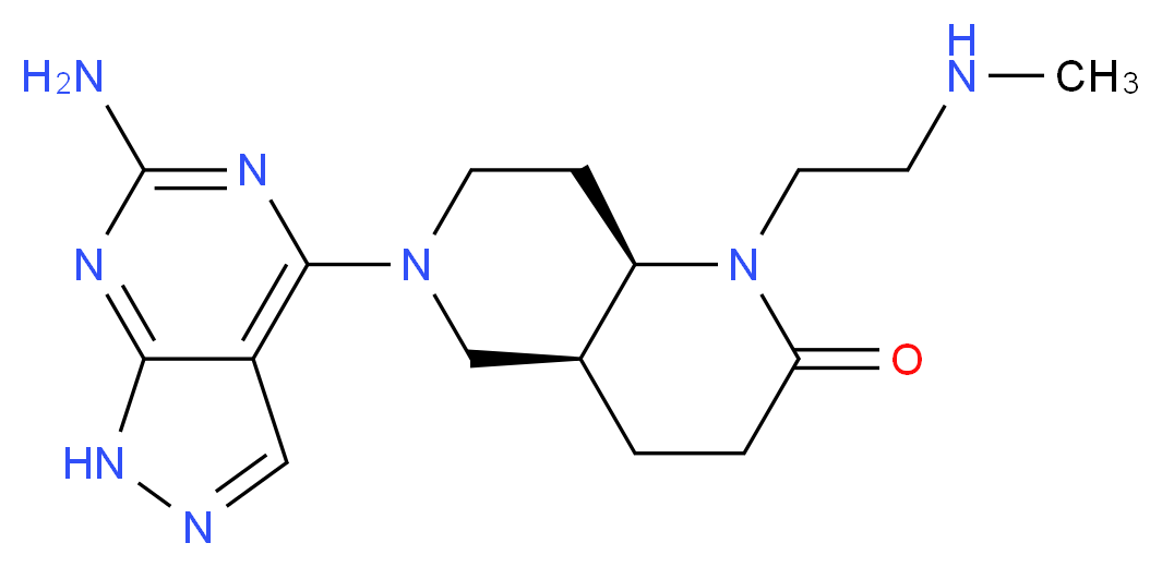 (4aS*,8aR*)-6-(6-amino-1H-pyrazolo[3,4-d]pyrimidin-4-yl)-1-[2-(methylamino)ethyl]octahydro-1,6-naphthyridin-2(1H)-one_Molecular_structure_CAS_)