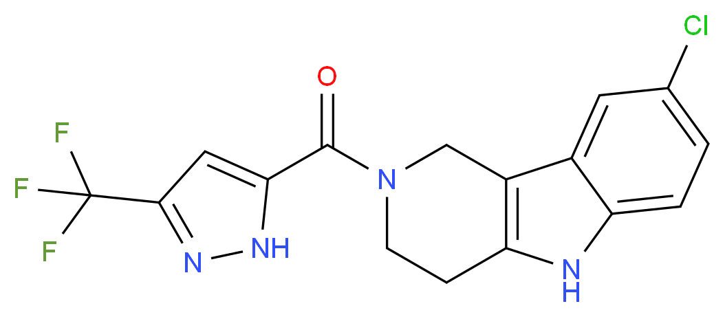 8-chloro-2-{[3-(trifluoromethyl)-1H-pyrazol-5-yl]carbonyl}-2,3,4,5-tetrahydro-1H-pyrido[4,3-b]indole_Molecular_structure_CAS_)