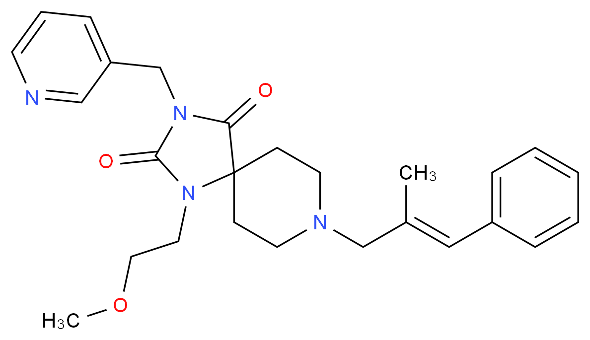 1-(2-methoxyethyl)-8-[(2E)-2-methyl-3-phenyl-2-propen-1-yl]-3-(3-pyridinylmethyl)-1,3,8-triazaspiro[4.5]decane-2,4-dione_Molecular_structure_CAS_)