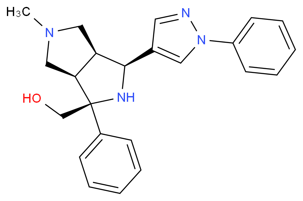 [(1S*,3S*,3aS*,6aR*)-5-methyl-1-phenyl-3-(1-phenyl-1H-pyrazol-4-yl)octahydropyrrolo[3,4-c]pyrrol-1-yl]methanol_Molecular_structure_CAS_)